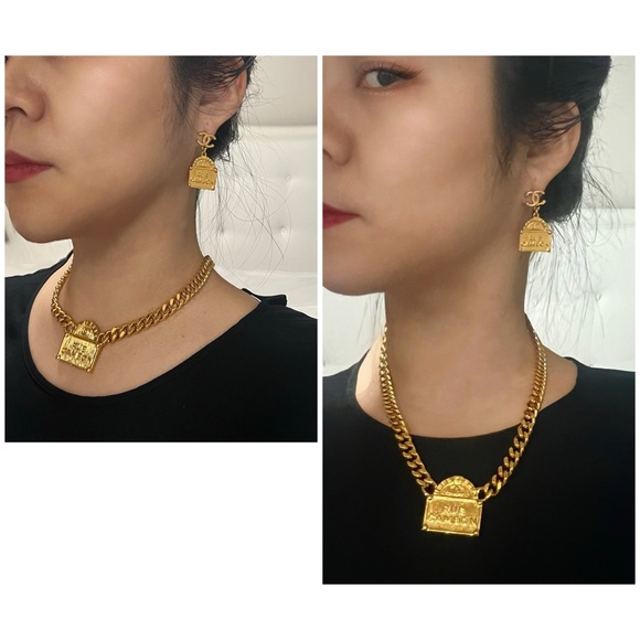 🏖️☀️SUMMER SALE☀️🏖️ Authentic Chanel XL Rue Cambon CC drop earrings GHW - Picture 2 of 8